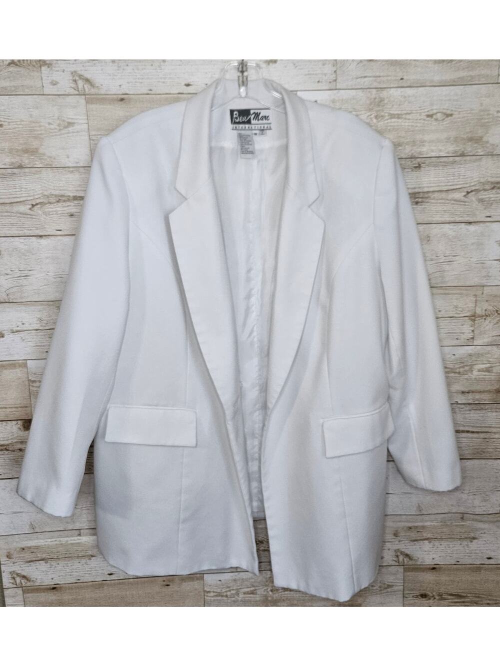 Ben Marc White Blazer Jacket Long Size 18 Vintage Retro Party Formal Wedding